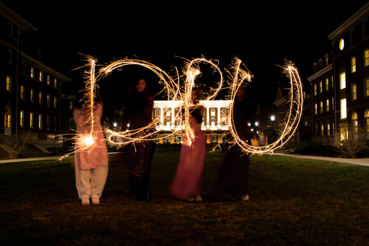 DPU written in sparklers for Holi