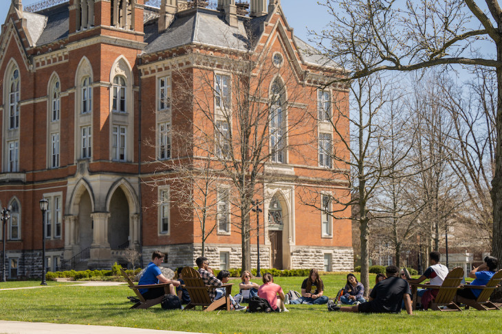 Class studying in front of East College 2023