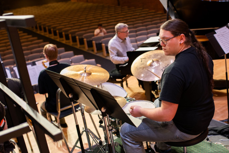 Jazz ensemble rehearses together