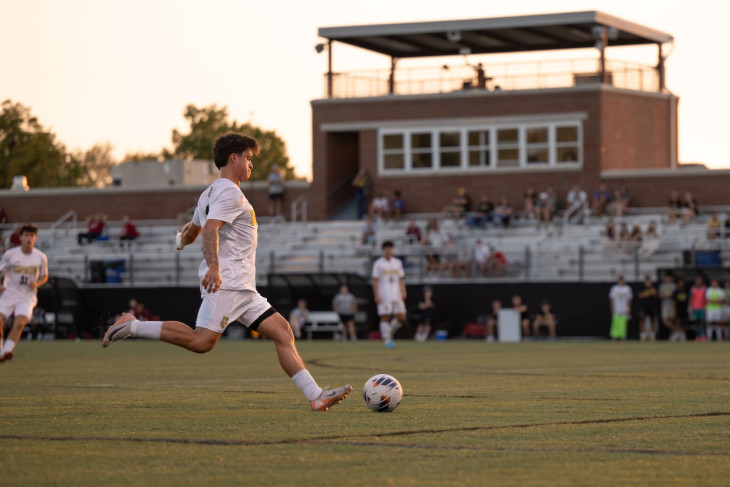 Men's soccer team in action