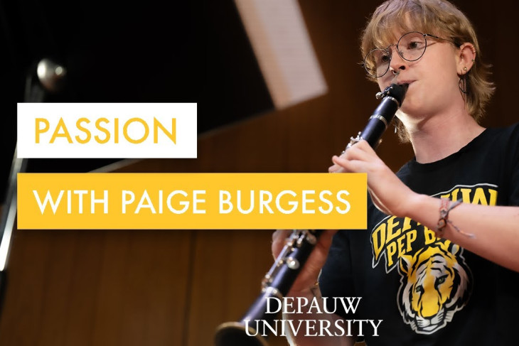 Video still of Paige Burgess playing clarinet