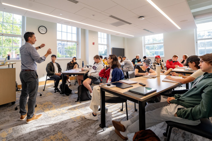 Professor teaching a lesson in a classroom