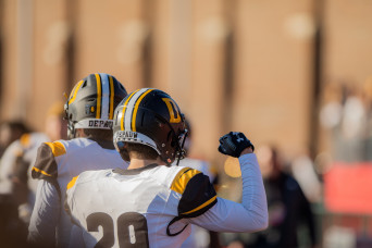 Members of DePauw football team during Monon Bell 2023