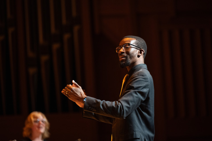 Choir director at the Creative School launch