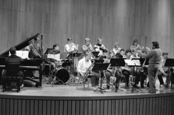 1985 DePauw University Jazz ensemble practicing