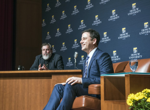 Jimmy Kimmel engaged in conversation with Prof. Tom Chiarella on November 8, 2014.