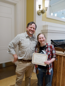 Roy and Anna Kennedy Prize in Creative Writing, Abby McArthur-Self, presented by Greg Schwipps