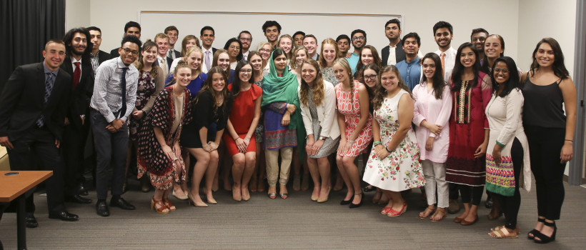 Malala Yousafzai with DePauw students; Sept. 4, 2017