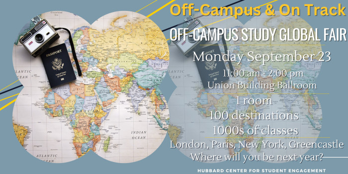 DePauw Off-Campus Study Global Fair Fall 2024 - Monday September 23, 11am-2pm UB Ballroom