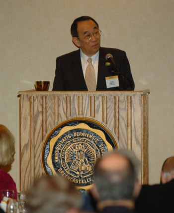 Chuck Iikubo speaks at DePauw